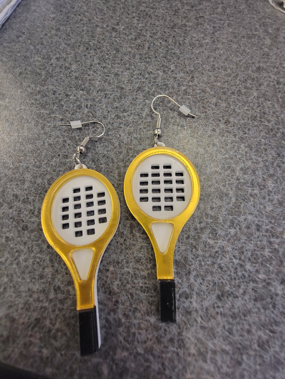 Yellow Tennis Racket Drop Earrings